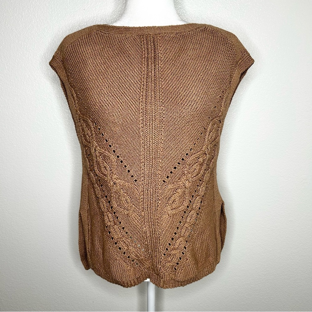 White House Black Market Womens Chunky Open Weave Sleeveless Sweater Top Size XS